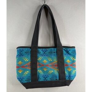 Pendleton Tote Bag Womens Medium Blue Multicolor Southwestern Blanket Canvas